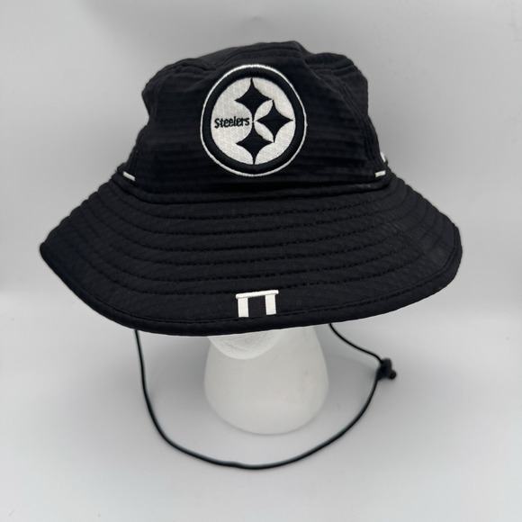 New Era Other - Pittsburgh Steelers New Era Black Bucket Hat Cap + Strap Black & White Logo